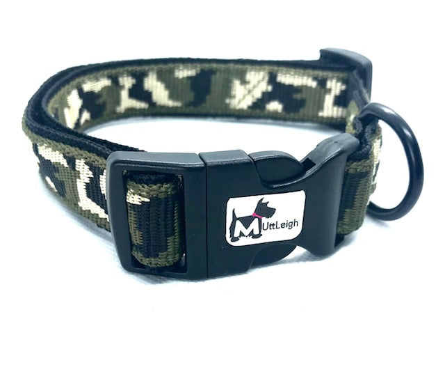 MAX - Green & Black  Camouflage dog collar