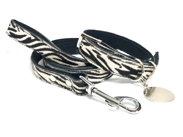 ZEBRA - Zebra print dog collar & lead set